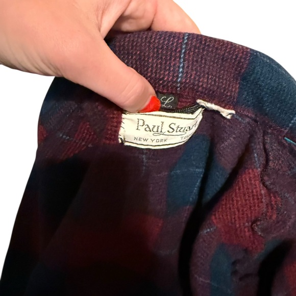 Paul Stuart Vintage Wool Red and Blue Plaid Men’s Robe Size Large - Picture 5 of 5